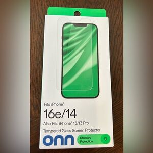 onn for iPhone 16e/14/13/13 Pro Tempered Glass Screen Protector New in box